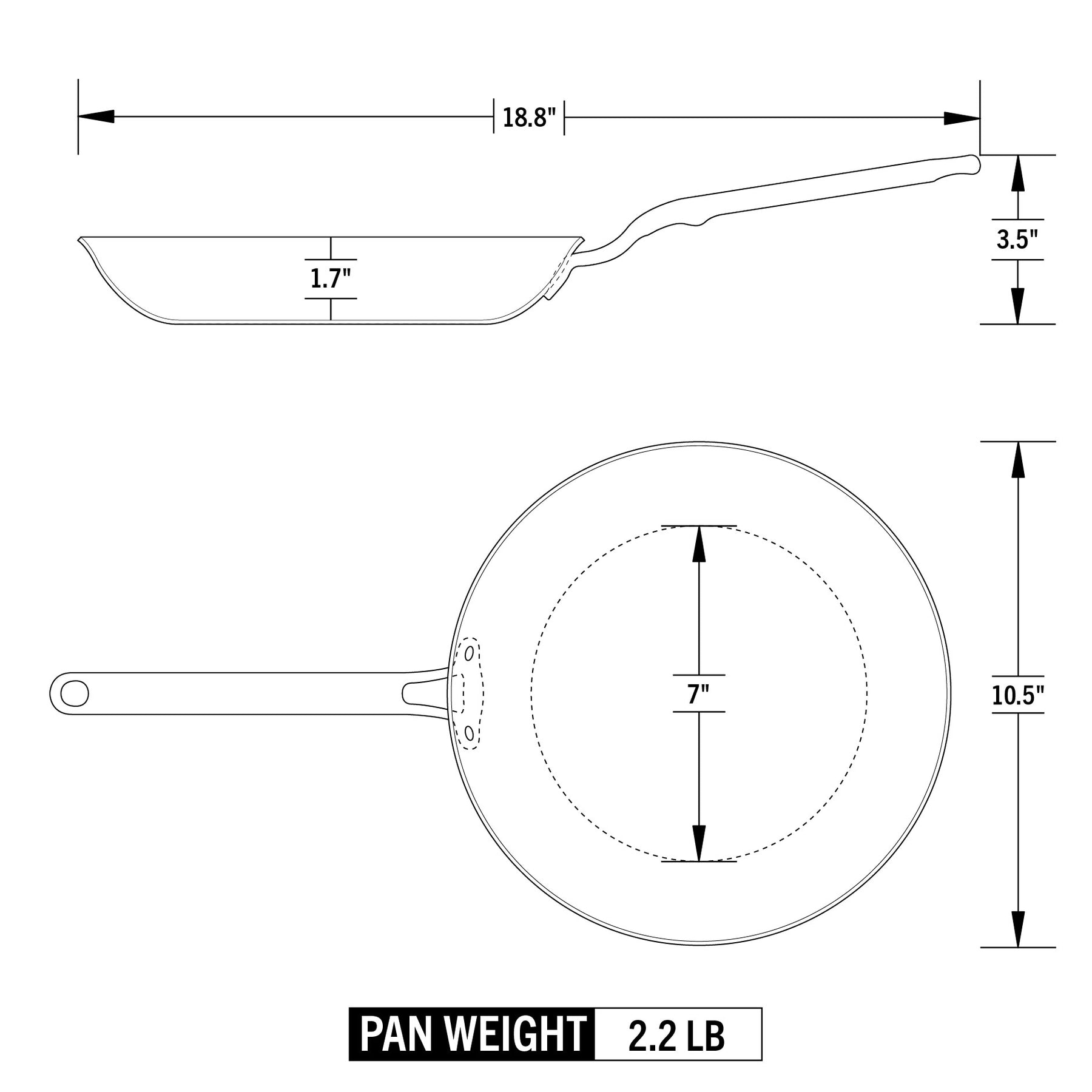 Frying Pan - 10” Dimensions & Drawings