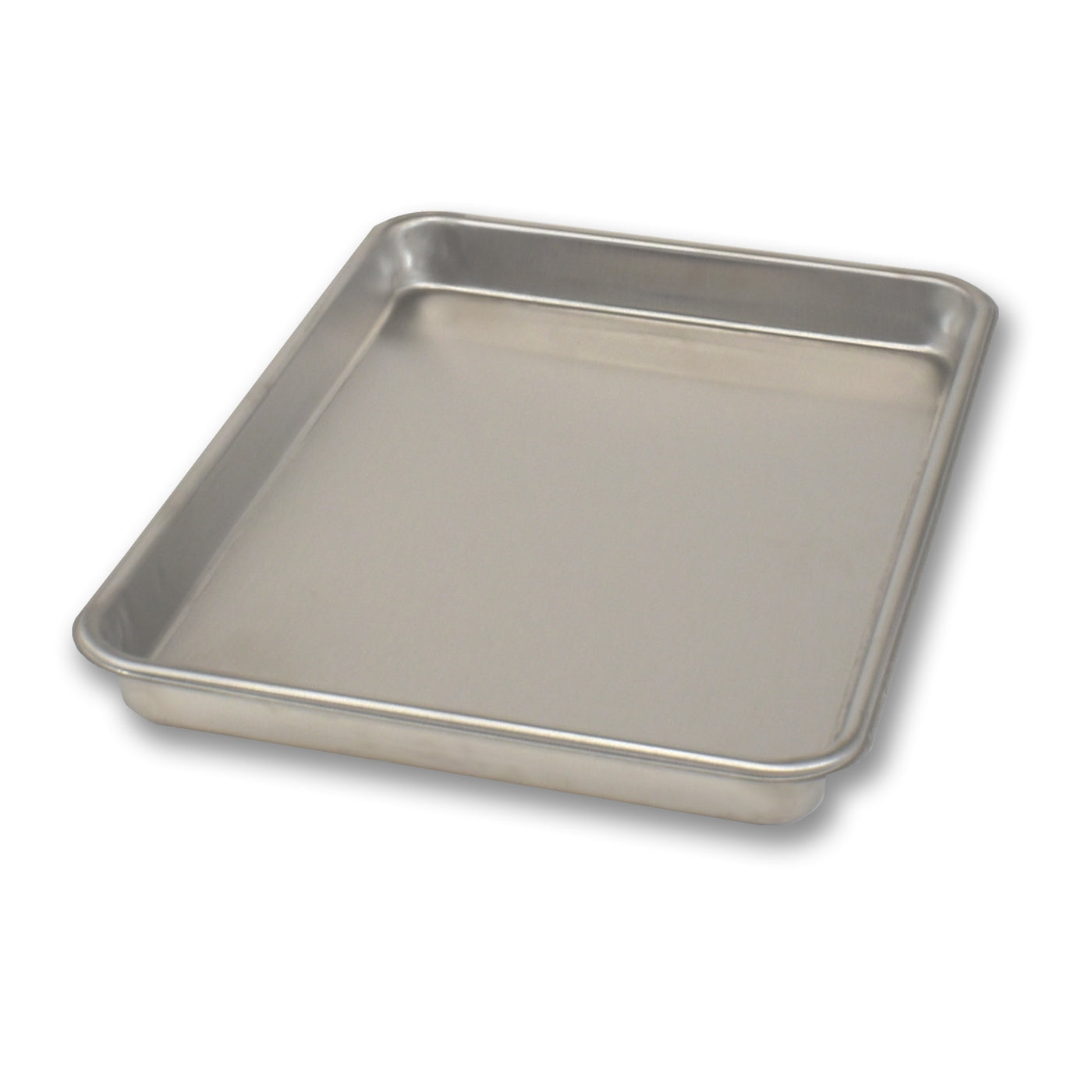 Metal baking tray on a white background