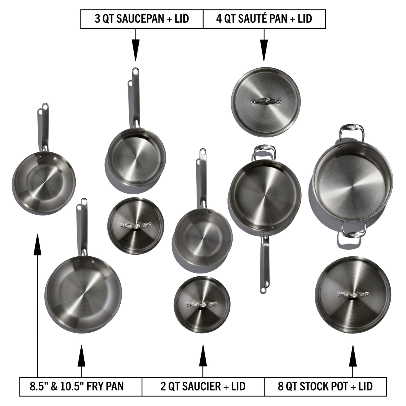 Eater x Heritage Steel 10 Piece Cookware Set