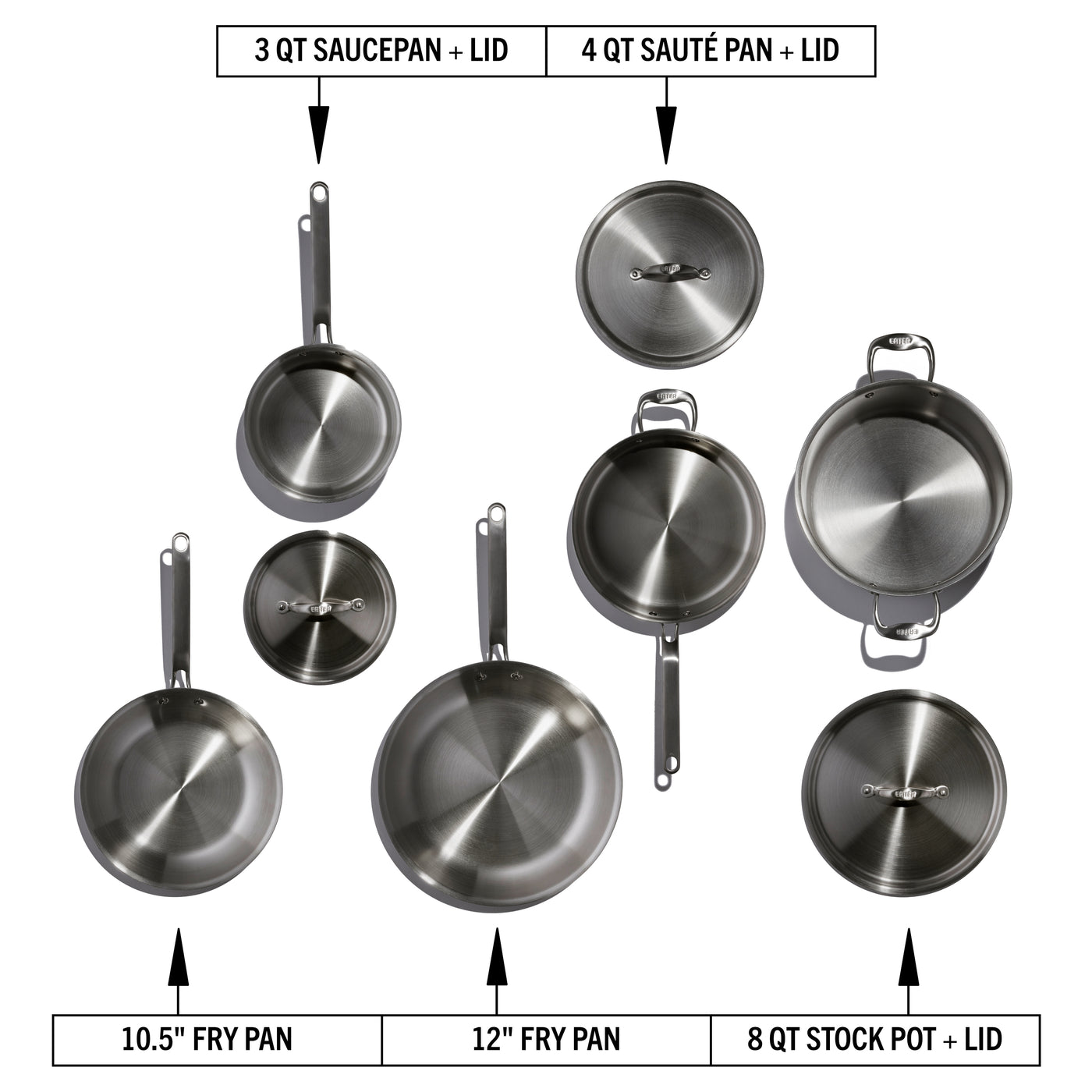 Heritage Steel 8 Piece Core Cookware Set