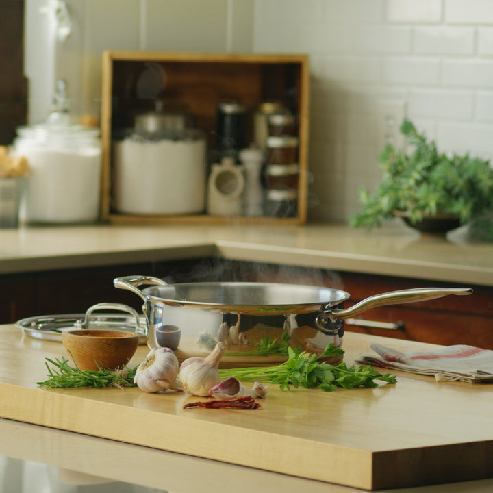 Heritage Steel Titanium Series 4 Quart Sauté with Lid, 5-Ply Clad