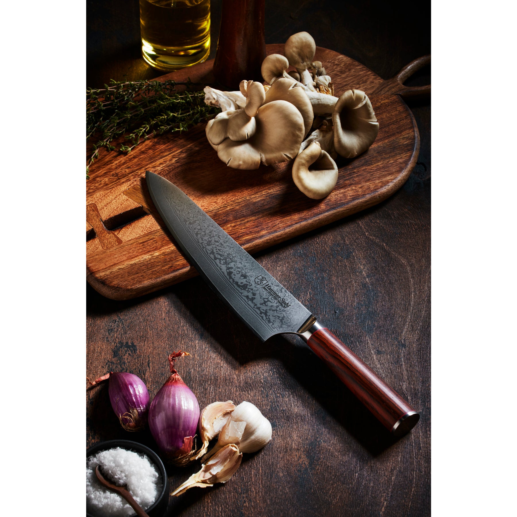 BEAUTIFUL CUSTOM HAND FORGED DAMASCUS STEEL HUNTING KNIFE "SHEEP HORN – NB CUTLERY LTD