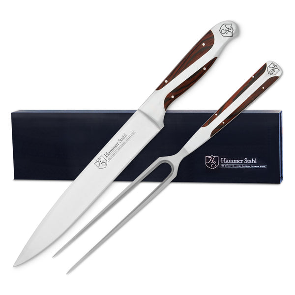 Hammer Stahl Carving Knife & Fork Set, German Forged High Carbon