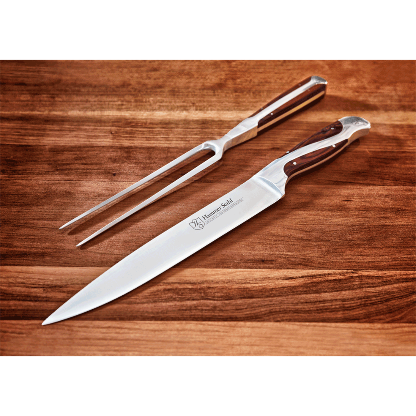 BECOKAY Carving Knife and Fork Set, High Carbon German Steel, 12