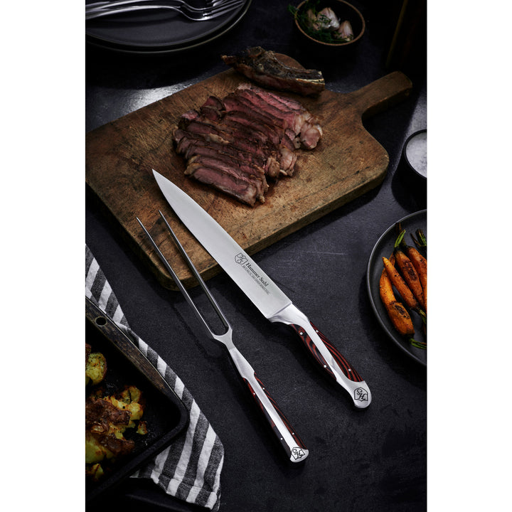 Hammer Stahl Carving Knife & Fork Set, German Forged High Carbon