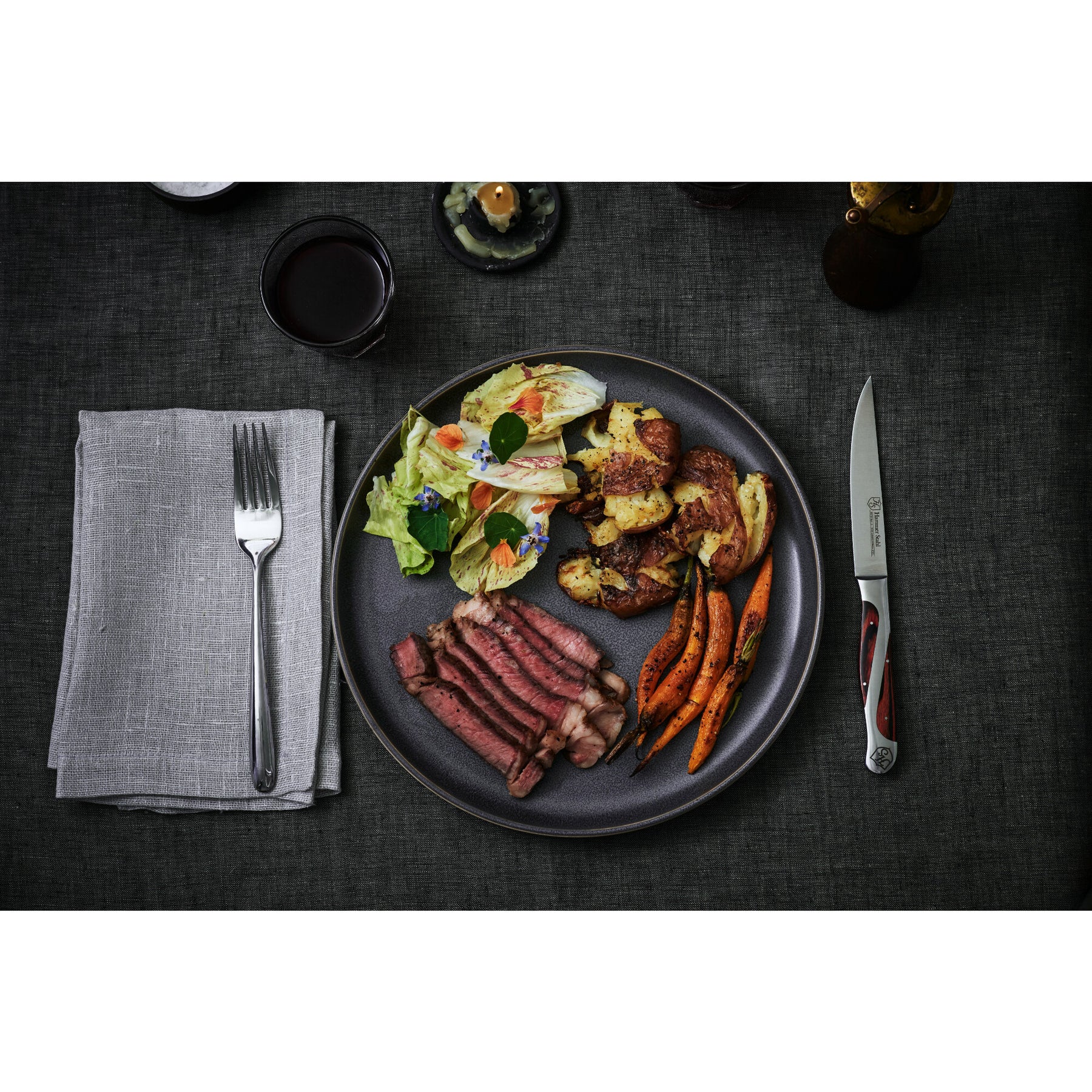 The Dahlia  4-Piece Steak Set – Folded Steel